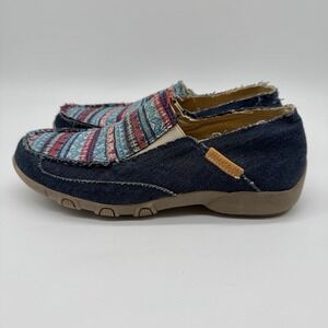Roper Shoes Women's Sz 8.5 Blue Southwestern Vamp Slip-On Moc